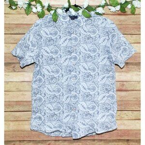 Cremieux Collection Men's Gray Short Sleeve Button Up Shirt Size L Paisleys